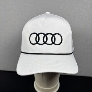 Audi Motor Sport Hat Cap White And Black Adjustable Snapback Unisex OSFM Mesh